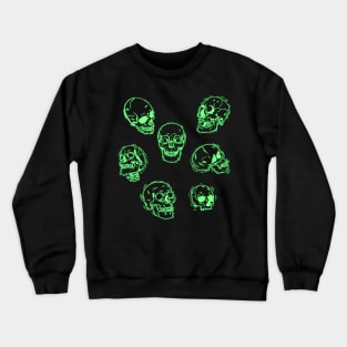 Neon Green Skulls Sketch Study Crewneck Sweatshirt